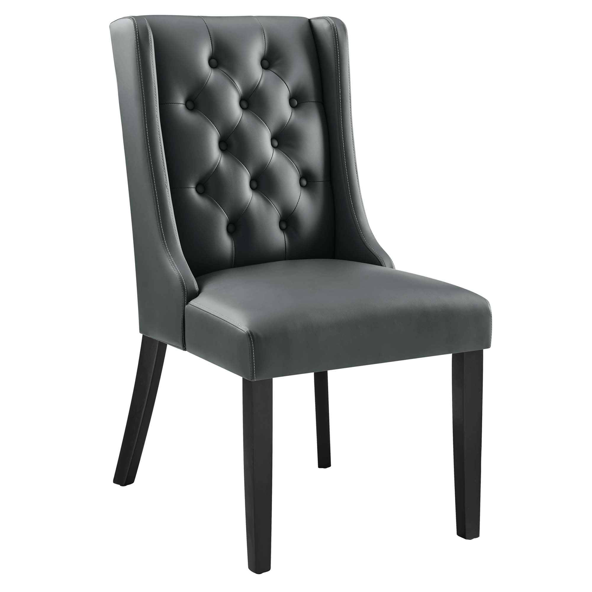 Baronet Button Tufted Vegan Leather Dining Chair - Gray