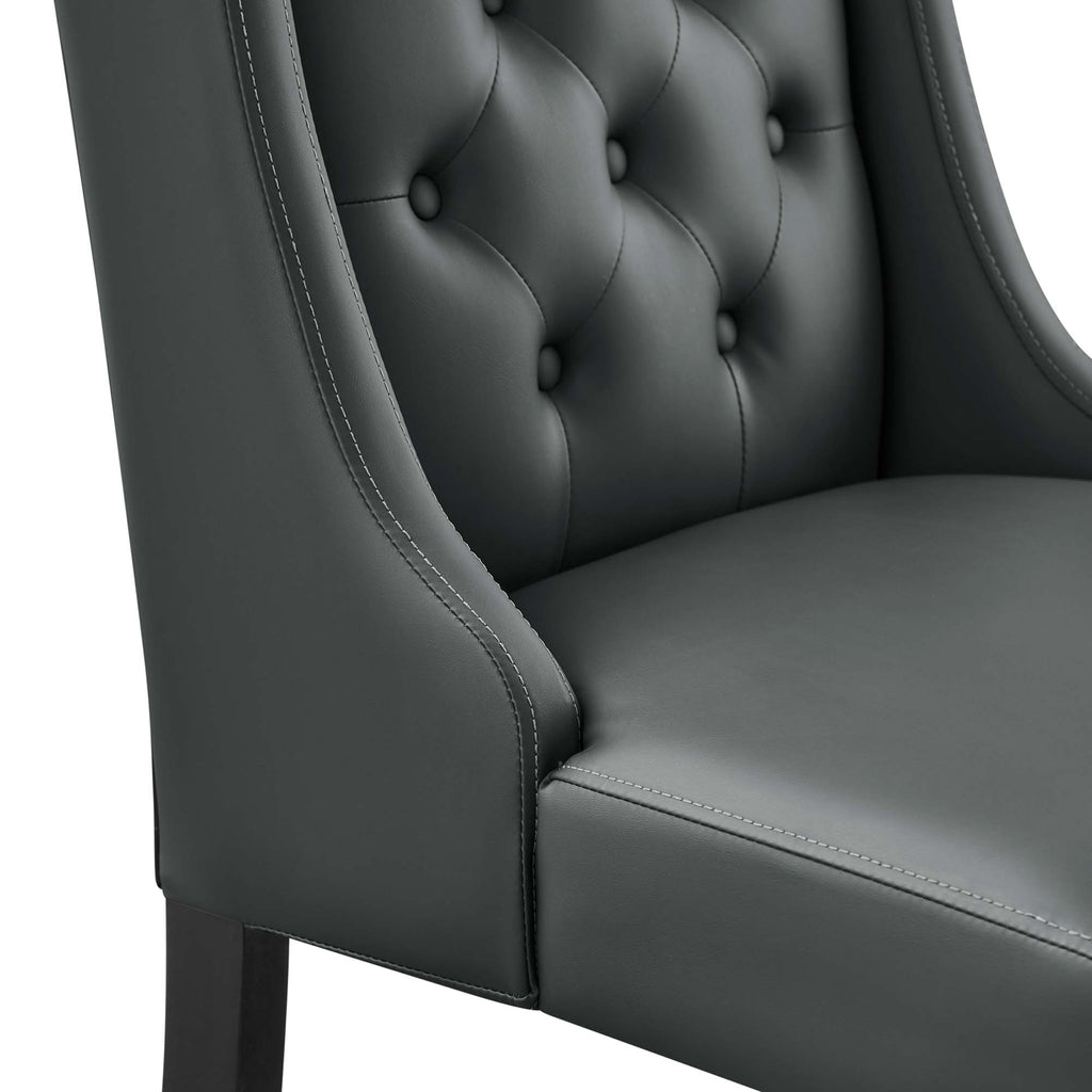 Baronet Button Tufted Vegan Leather Dining Chair - Gray