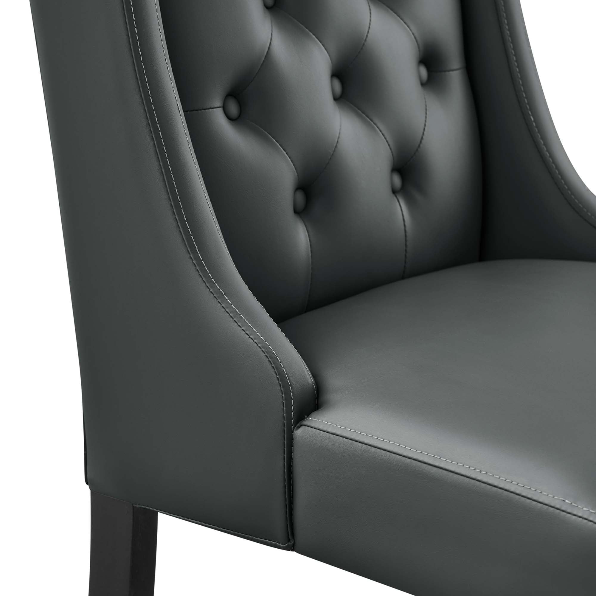 Baronet Button Tufted Vegan Leather Dining Chair - Gray