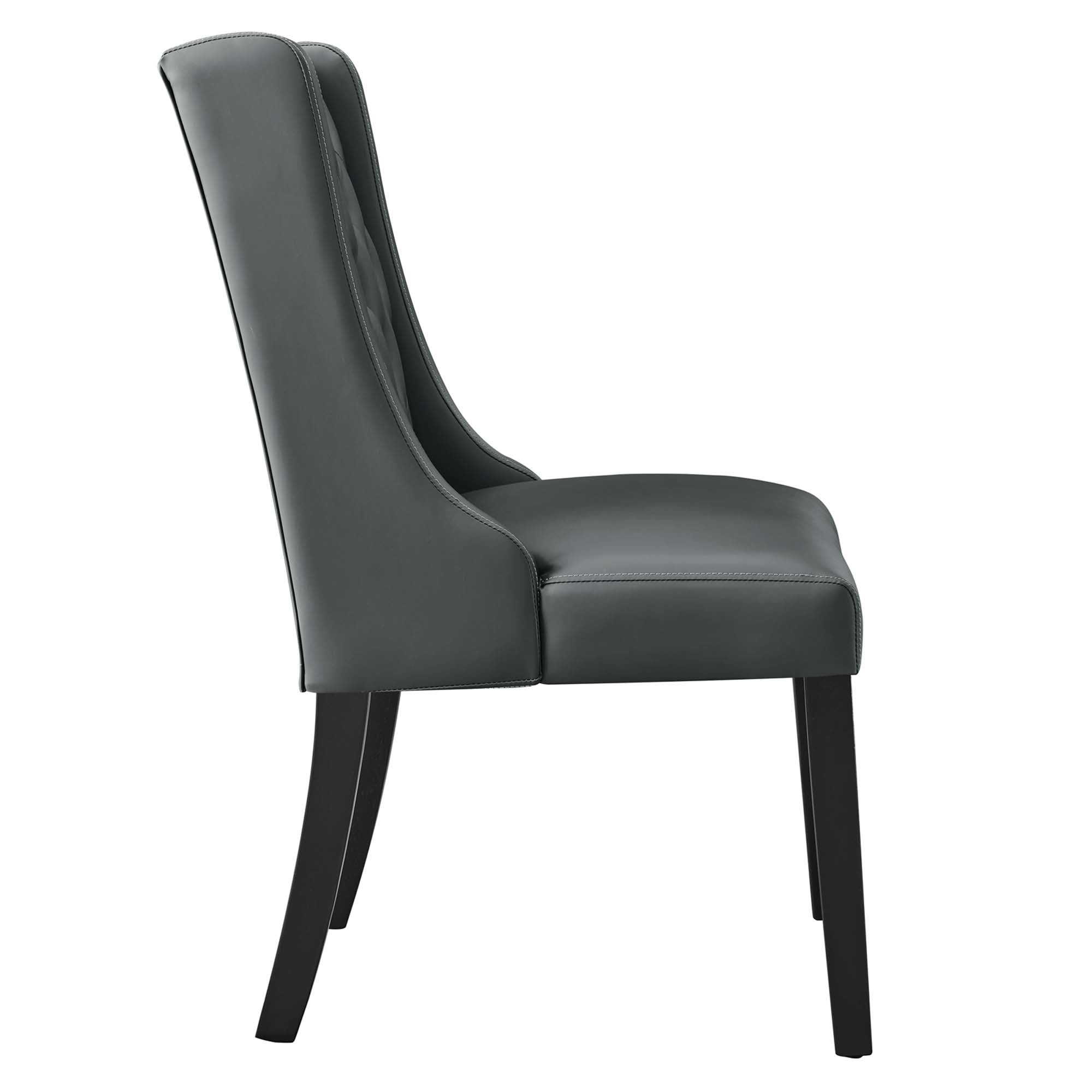 Baronet Button Tufted Vegan Leather Dining Chair - Gray