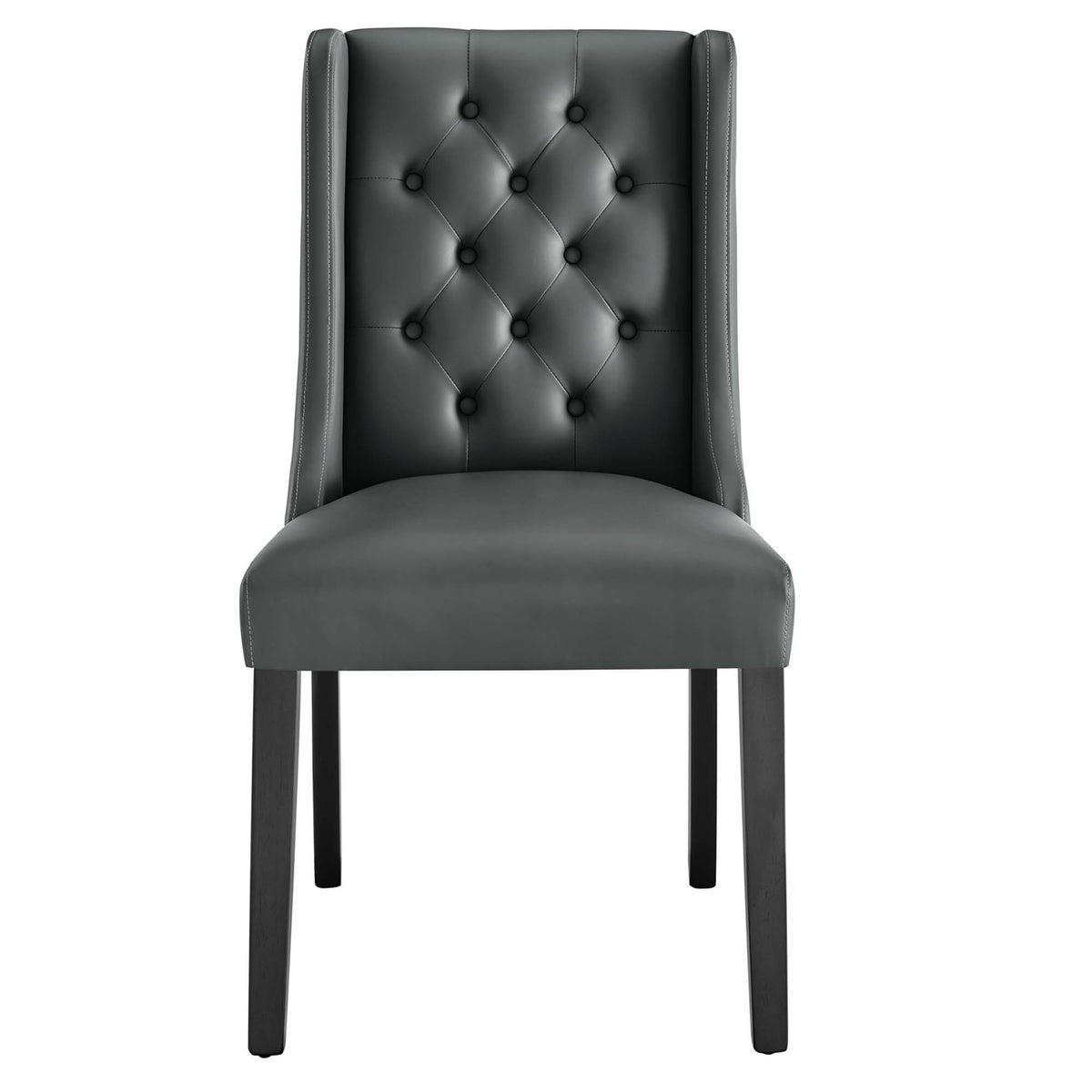Baronet Button Tufted Vegan Leather Dining Chair - Gray