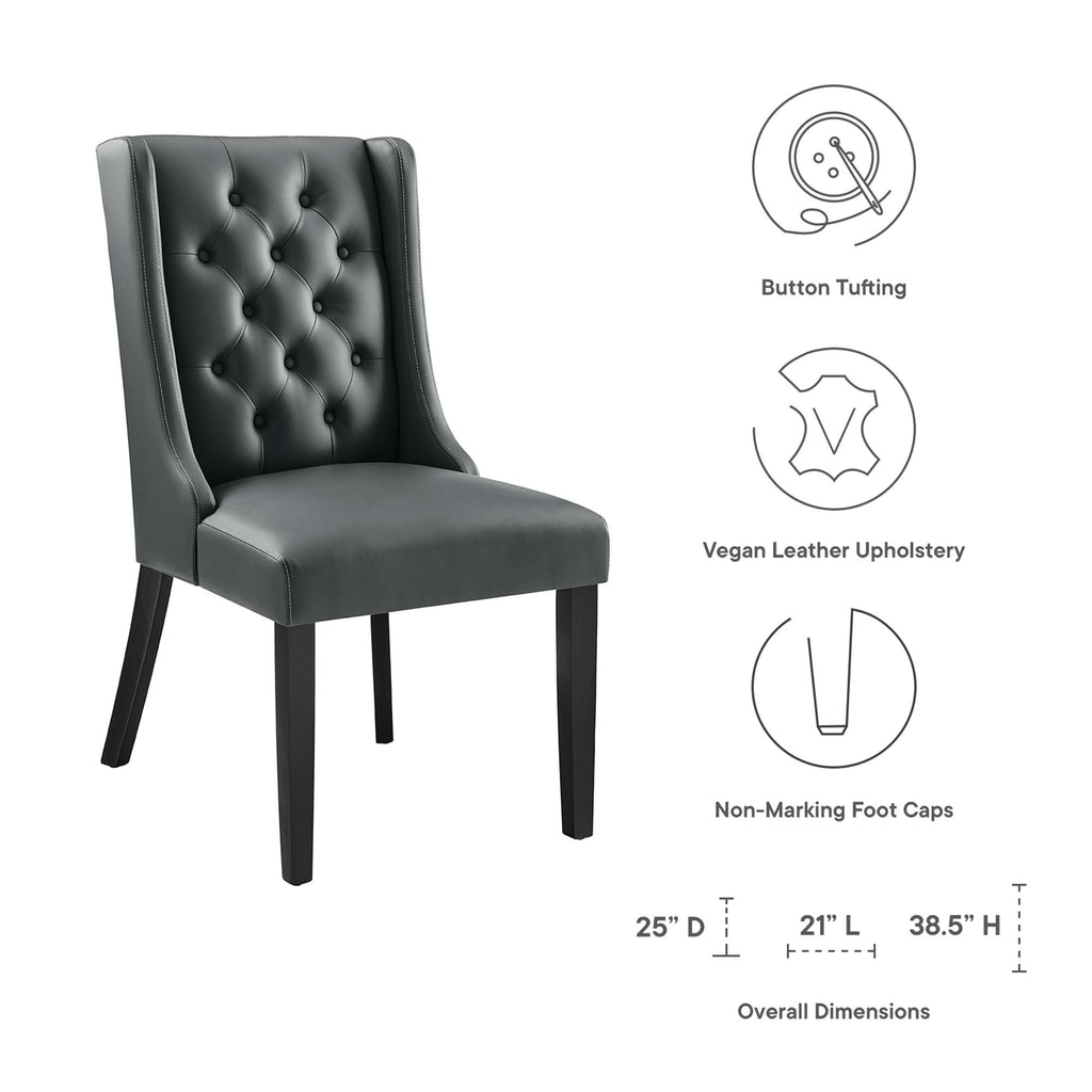 Baronet Button Tufted Vegan Leather Dining Chair - Gray