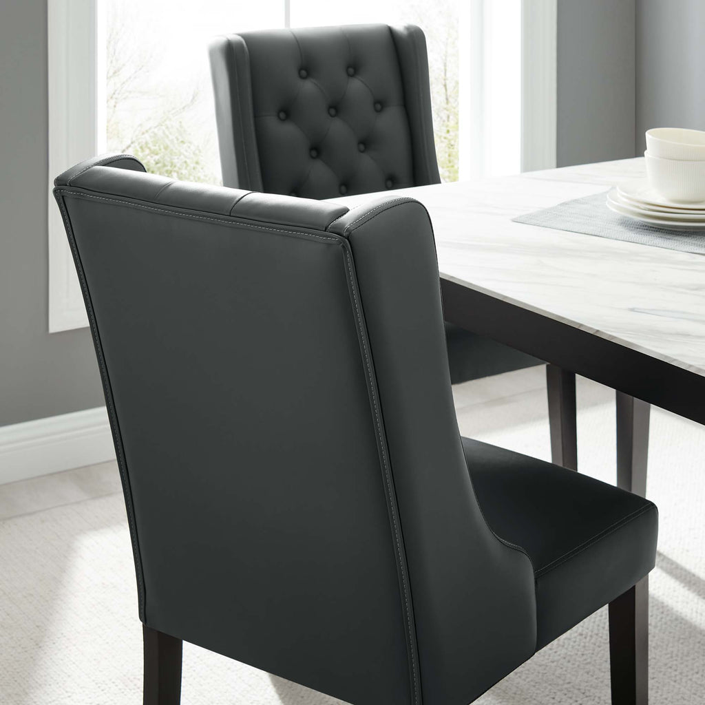 Baronet Button Tufted Vegan Leather Dining Chair - Gray