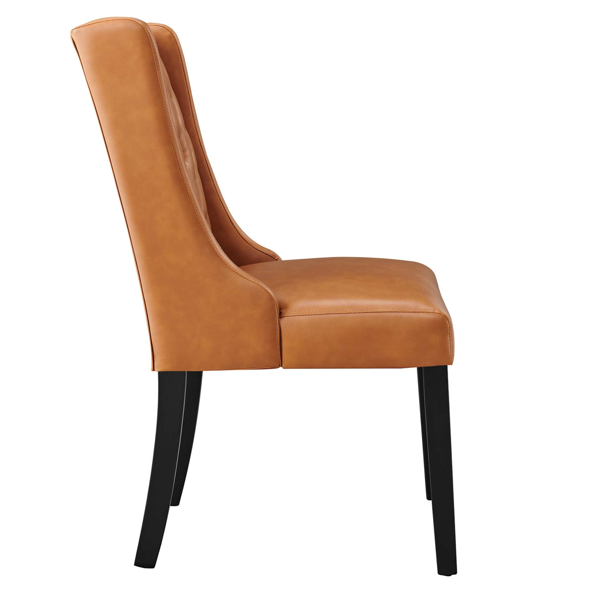 Baronet Button Tufted Vegan Leather Dining Chair - Tan