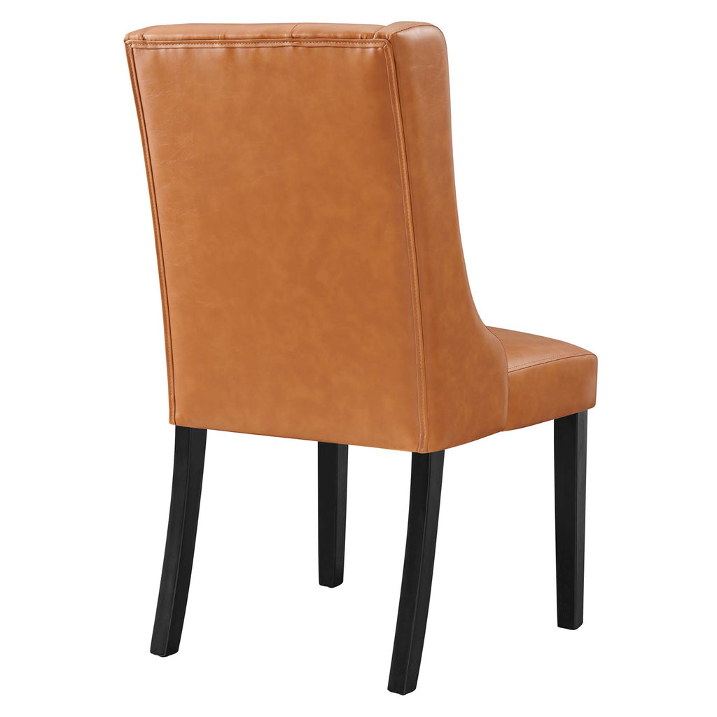 Baronet Button Tufted Vegan Leather Dining Chair - Tan