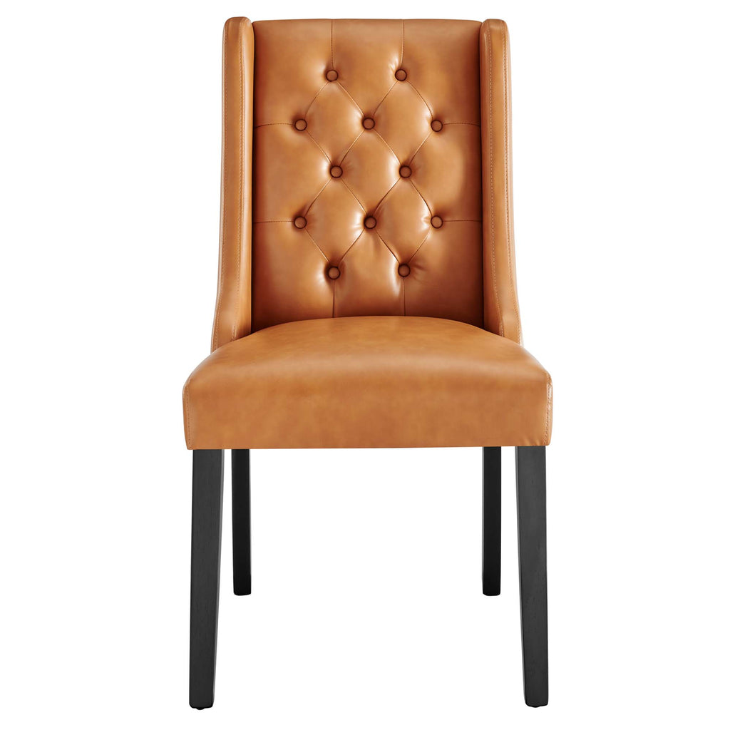 Baronet Button Tufted Vegan Leather Dining Chair - Tan