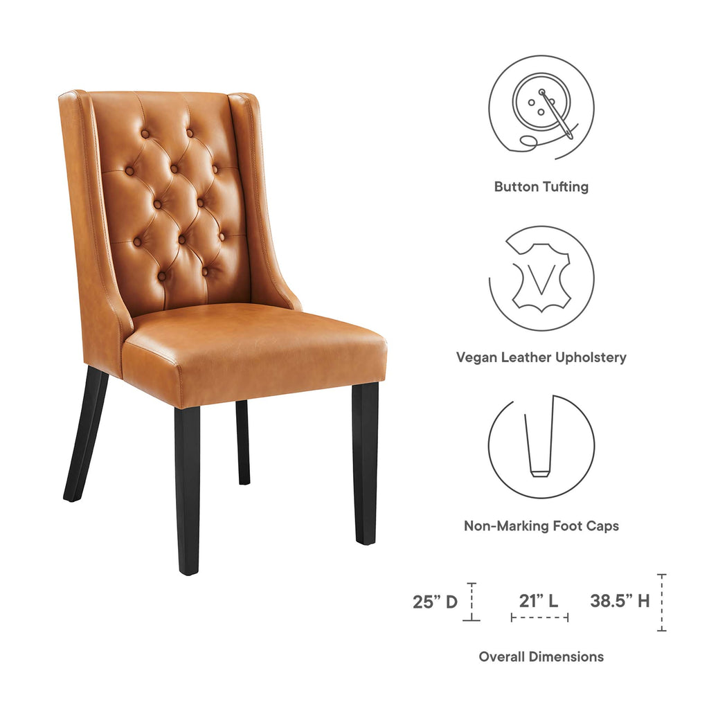 Baronet Button Tufted Vegan Leather Dining Chair - Tan