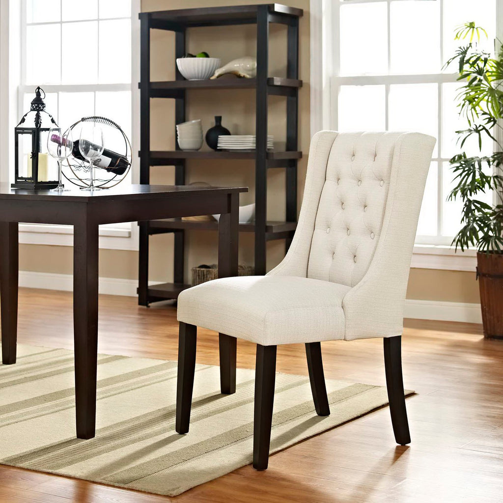 Baronet Button Tufted Fabric Dining Chair - Beige