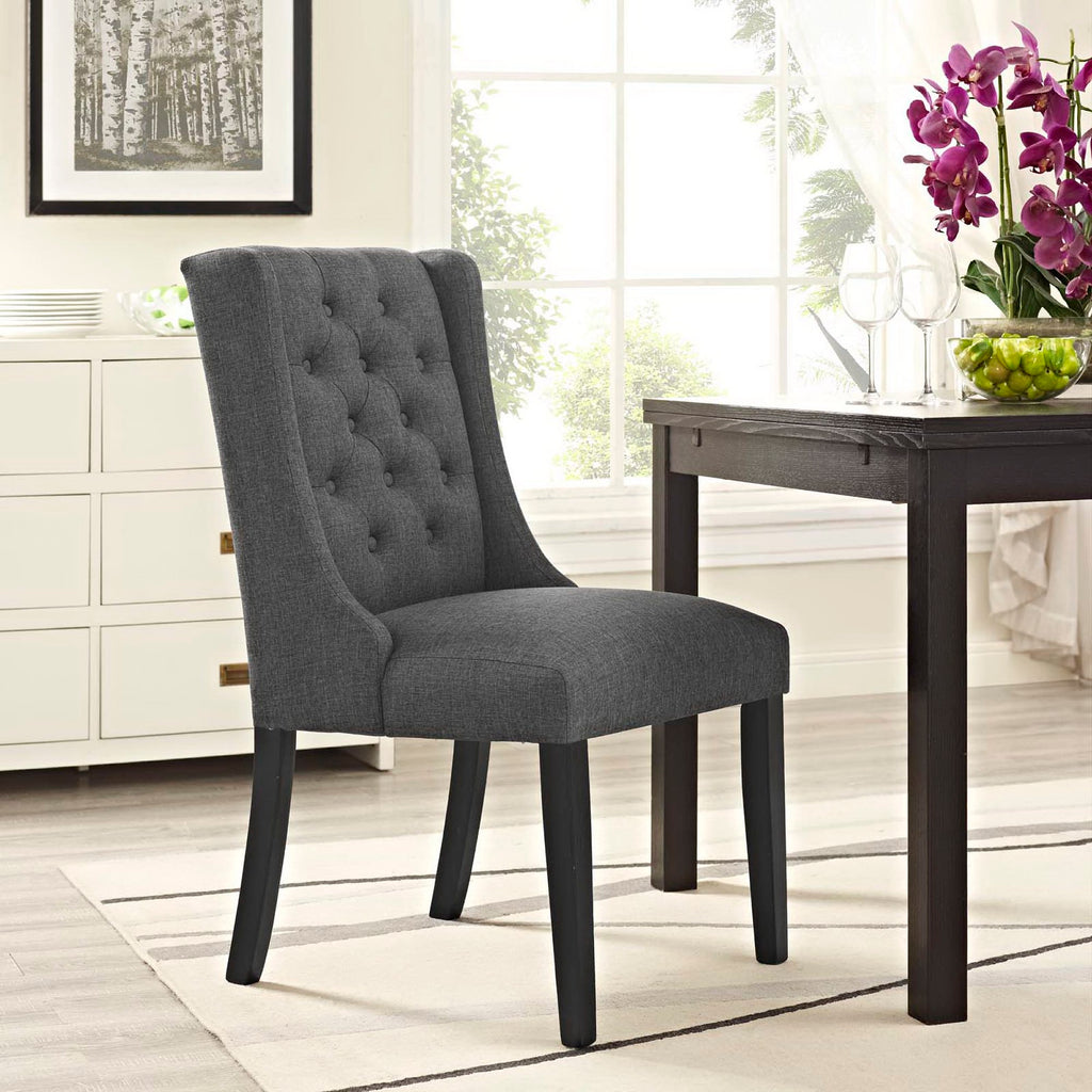 Baronet Button Tufted Fabric Dining Chair - Gray