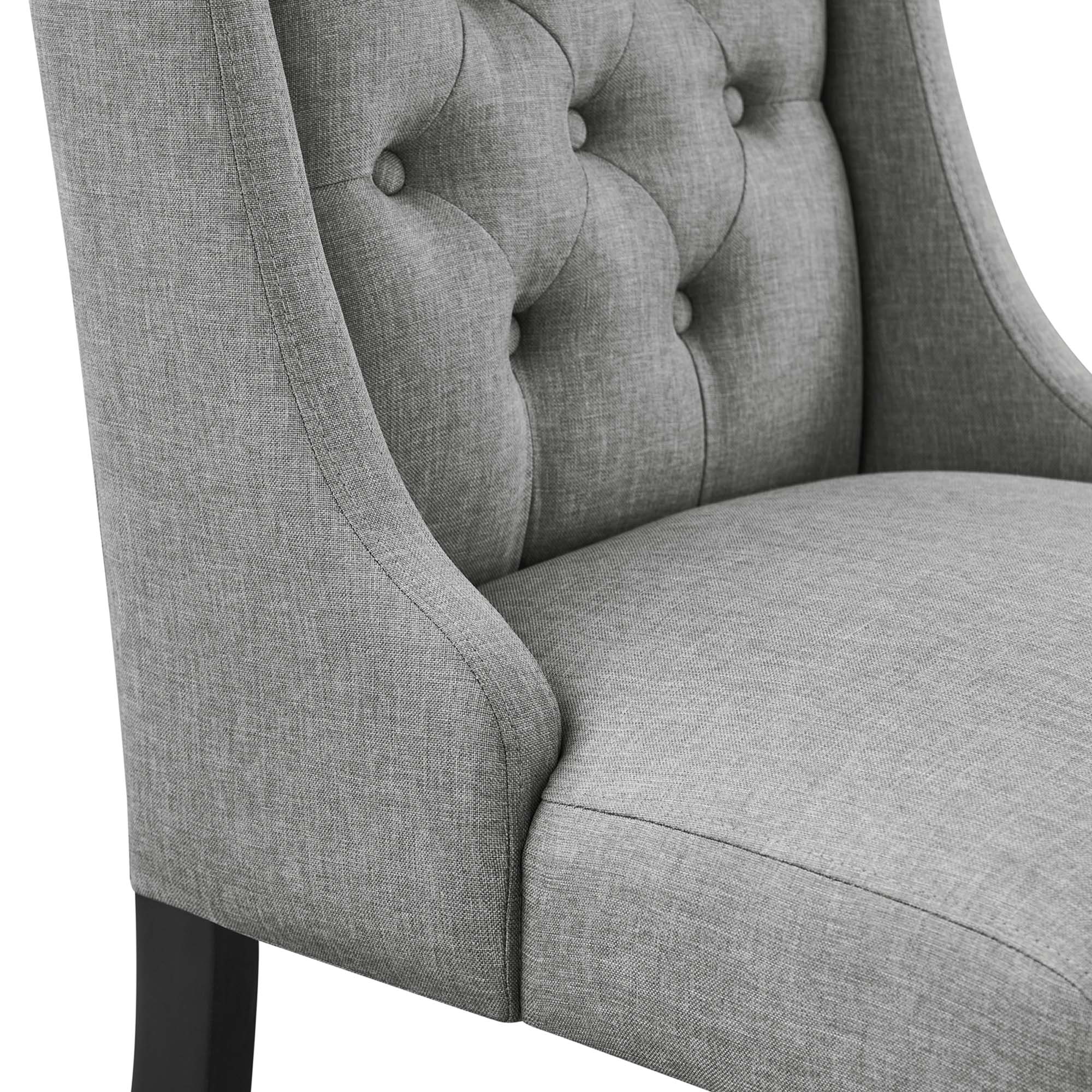 Baronet Button Tufted Fabric Dining Chair - Light Gray