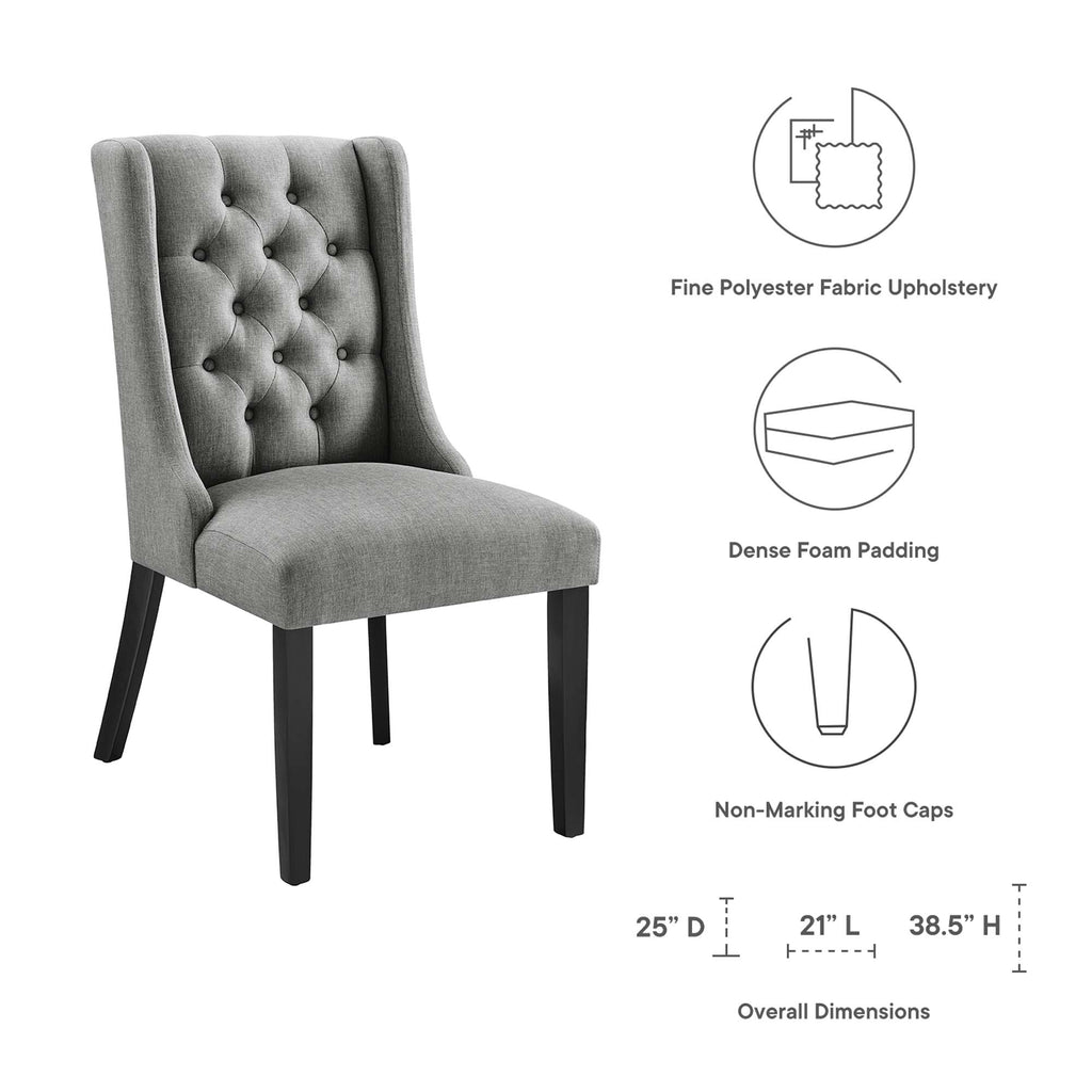 Baronet Button Tufted Fabric Dining Chair - Light Gray