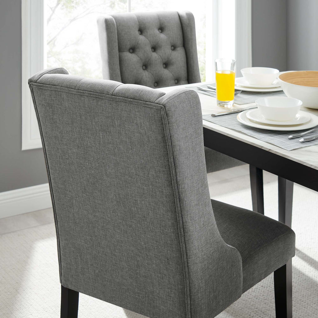 Baronet Button Tufted Fabric Dining Chair - Light Gray