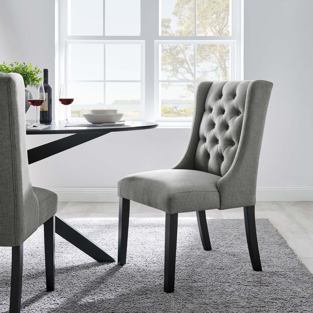 Baronet Button Tufted Fabric Dining Chair - Light Gray
