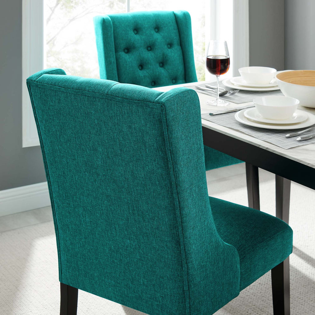 Baronet Button Tufted Fabric Dining Chair - Teal