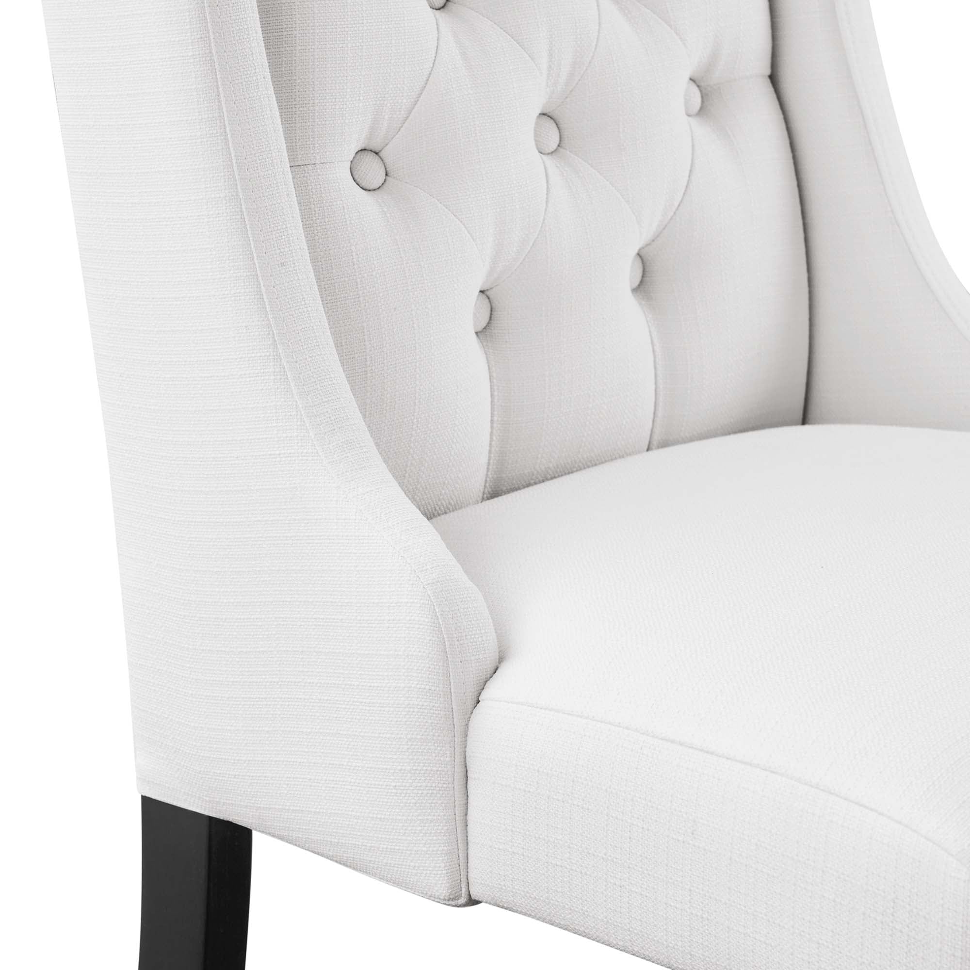 Baronet Button Tufted Fabric Dining Chair - White