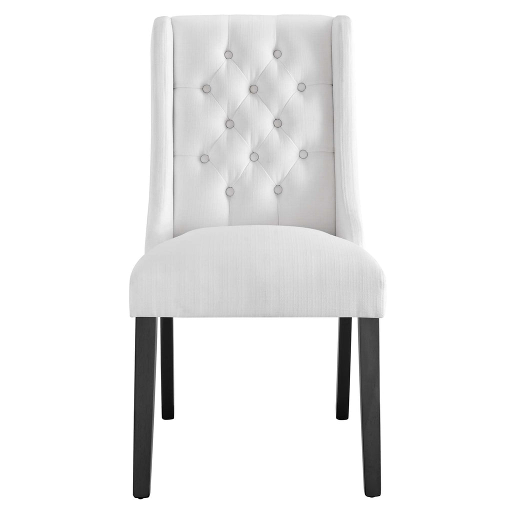 Baronet Button Tufted Fabric Dining Chair - White