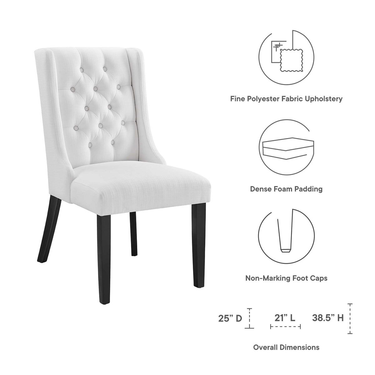 Baronet Button Tufted Fabric Dining Chair - White