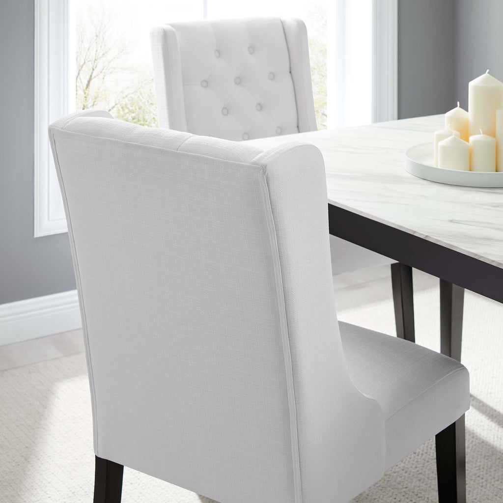 Baronet Button Tufted Fabric Dining Chair - White