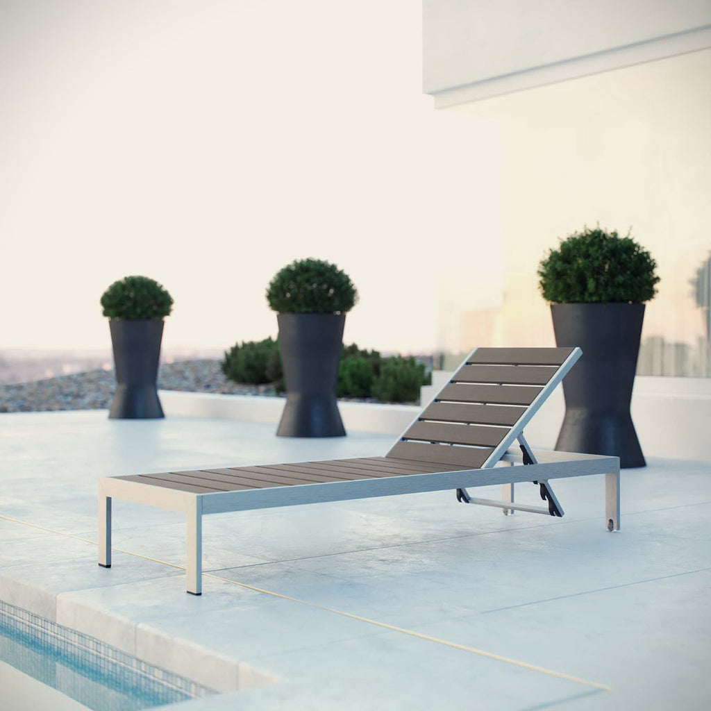Shore Outdoor Patio Aluminum Chaise - Silver Gray