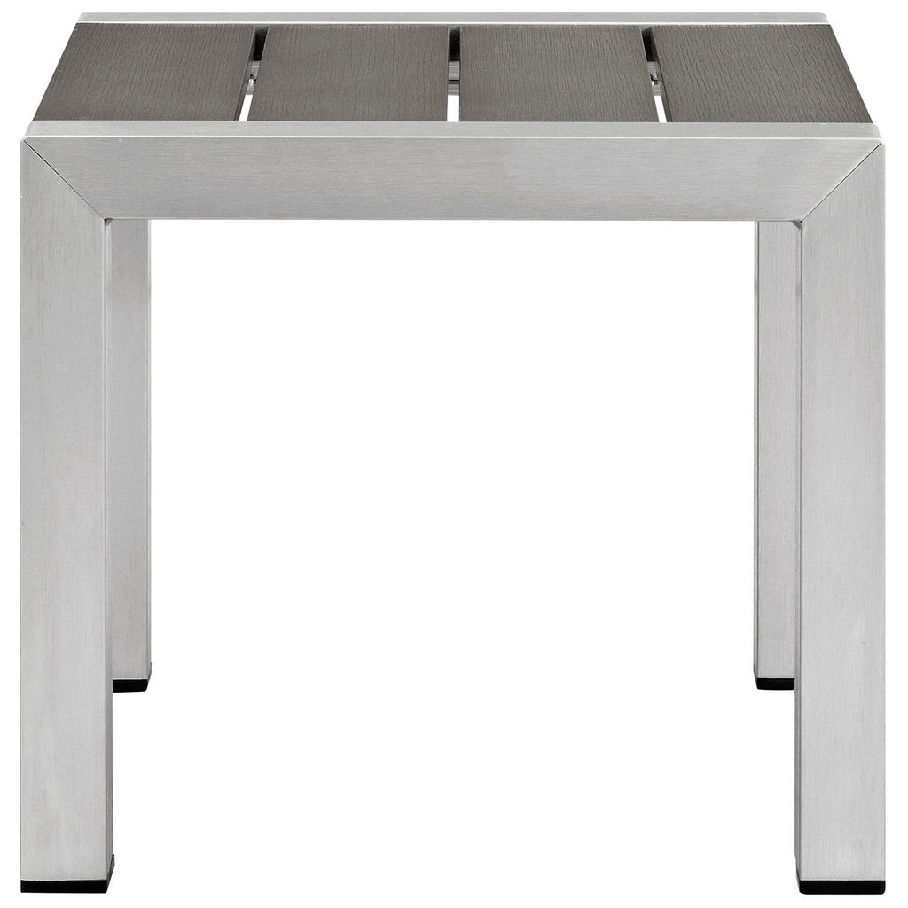 Shore Outdoor Patio Aluminum Side Table - Silver Gray