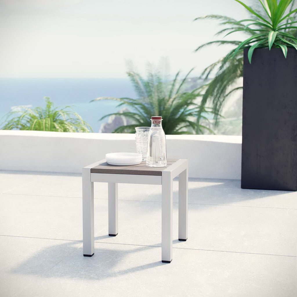 Shore Outdoor Patio Aluminum Side Table - Silver Gray