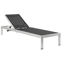 Shore Outdoor Patio Aluminum Mesh Chaise - Silver Black