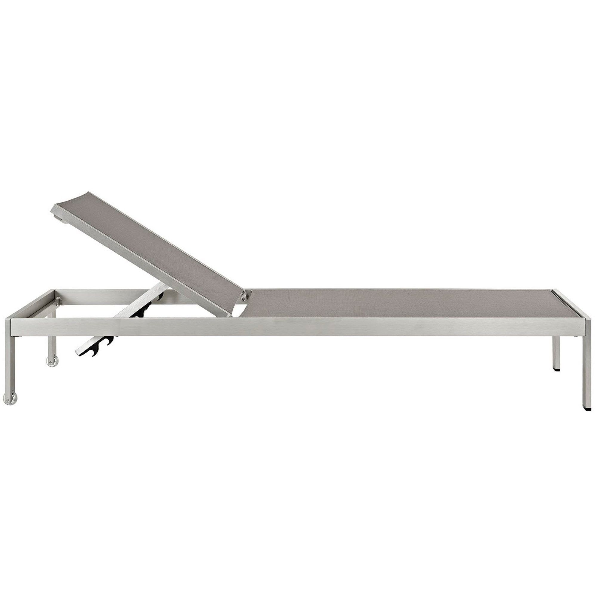 Shore Outdoor Patio Aluminum Mesh Chaise - Silver Gray
