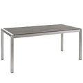 Shore Outdoor Patio Aluminum Dining Table - Silver Gray