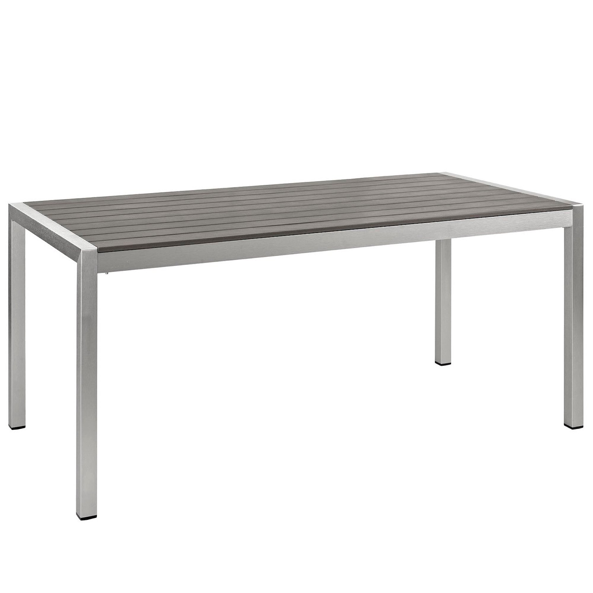 Shore Outdoor Patio Aluminum Dining Table - Silver Gray