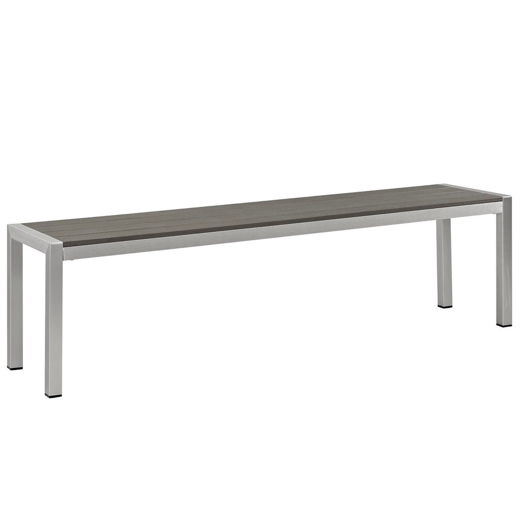 Shore Outdoor Patio Aluminum Bench - Silver Gray
