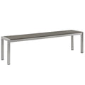 Shore Outdoor Patio Aluminum Bench - Silver Gray