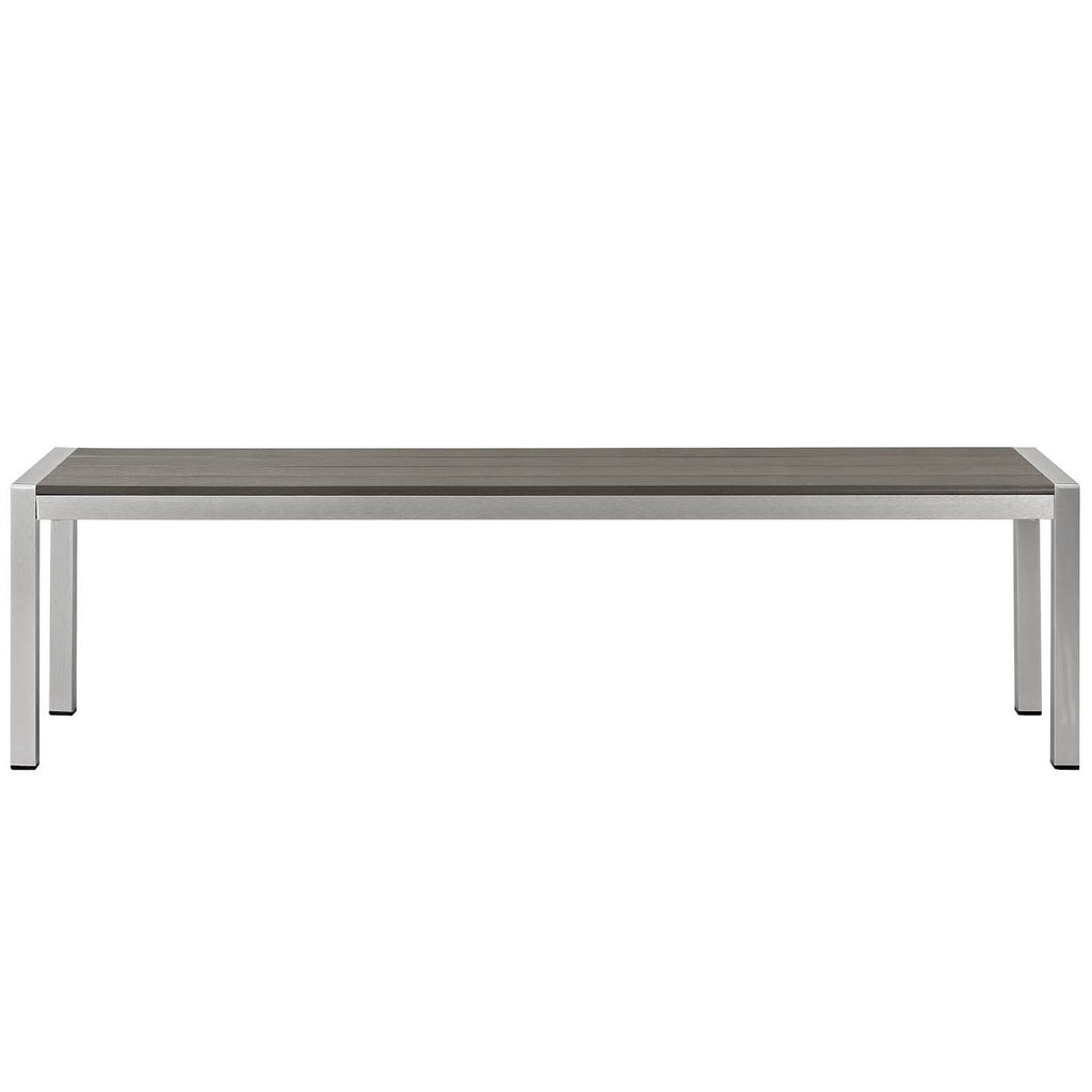 Shore Outdoor Patio Aluminum Bench - Silver Gray