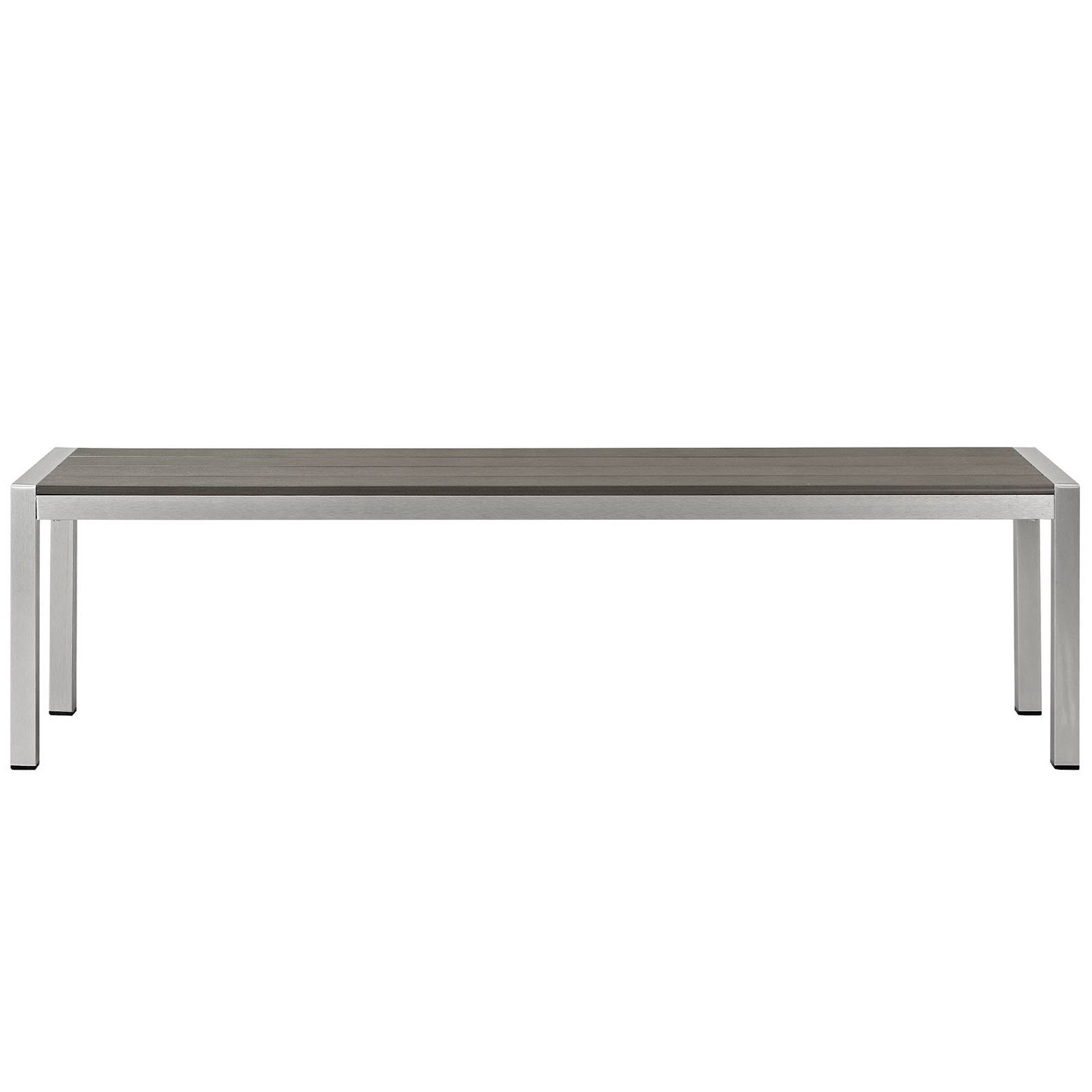 Shore Outdoor Patio Aluminum Bench - Silver Gray