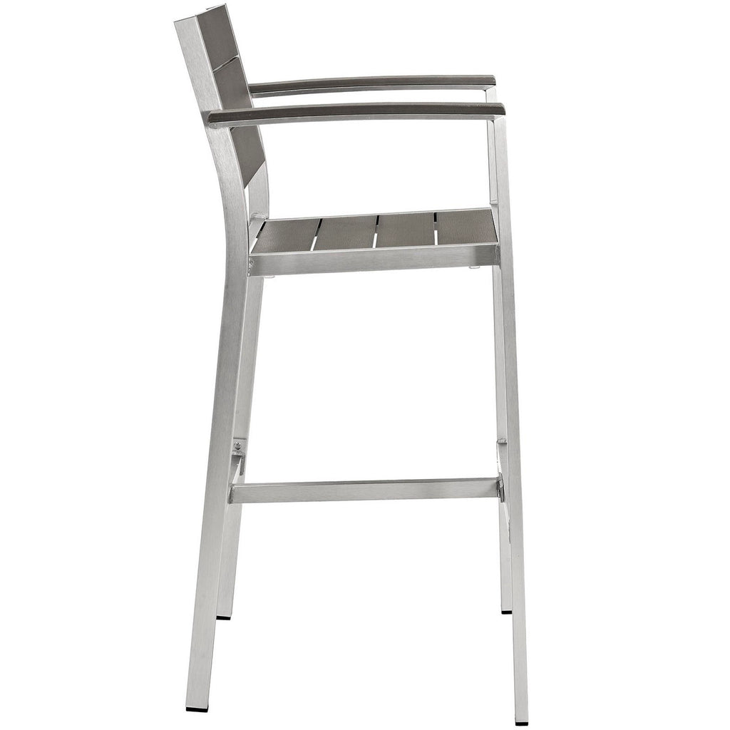 Shore Outdoor Patio Aluminum Bar Stool - Silver Gray