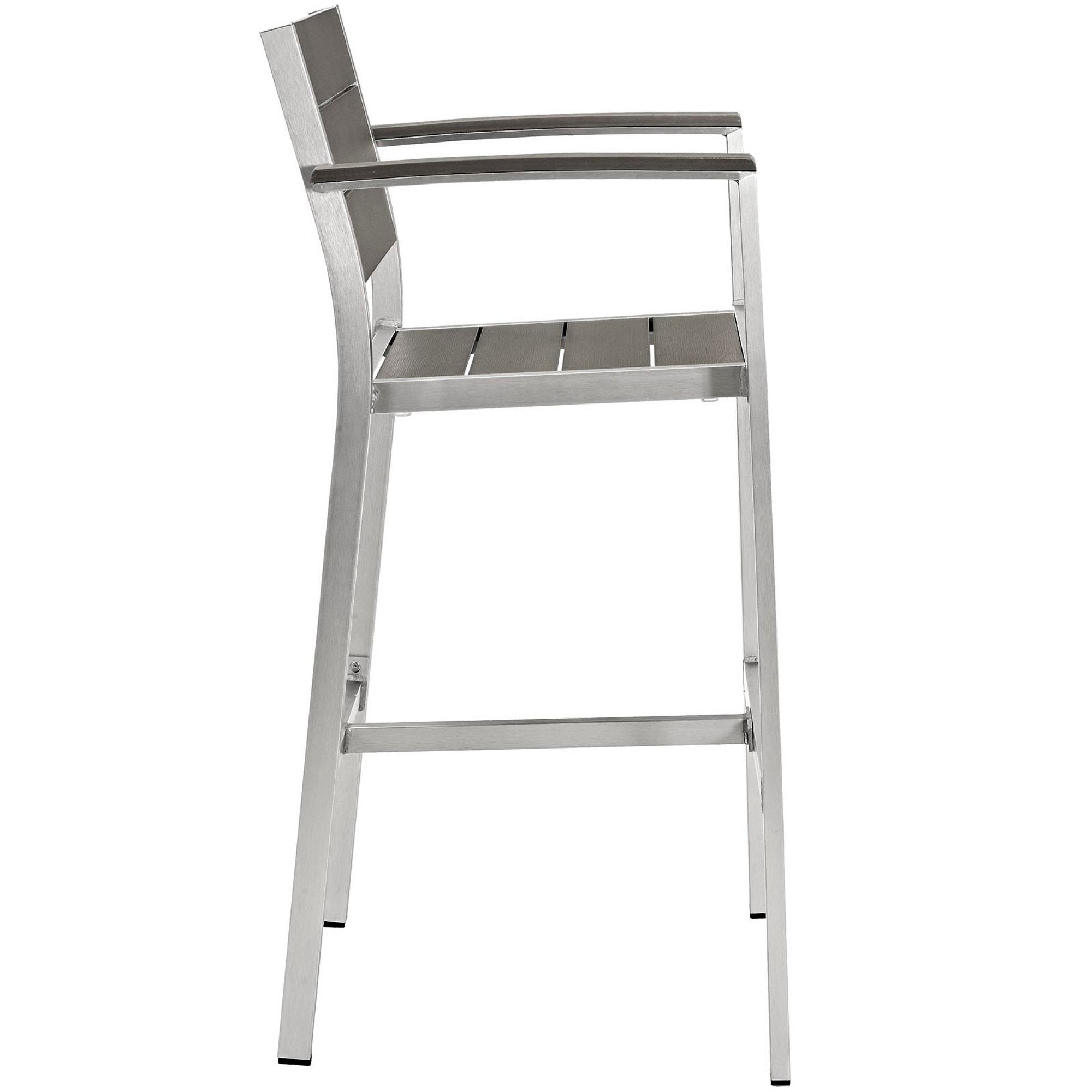 Shore Outdoor Patio Aluminum Bar Stool - Silver Gray