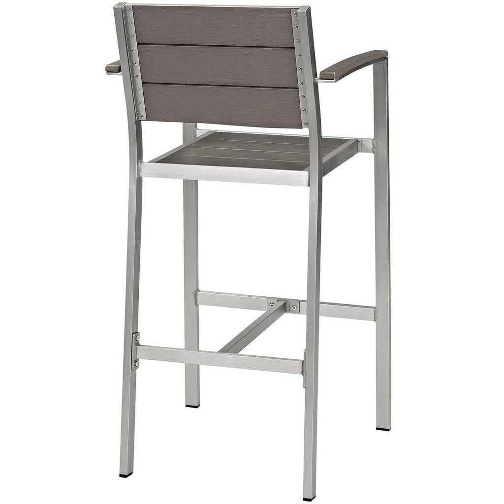 Shore Outdoor Patio Aluminum Bar Stool - Silver Gray
