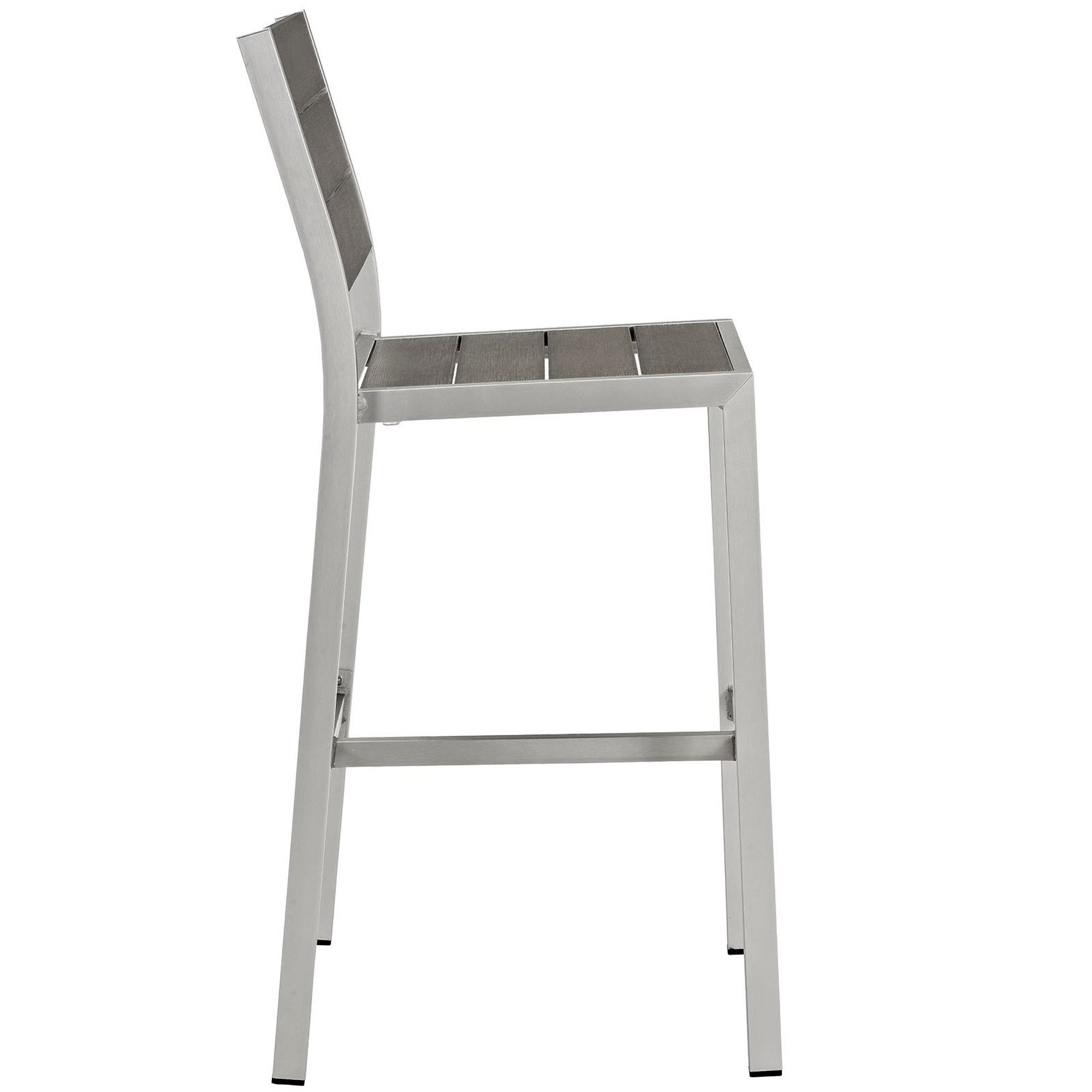 Shore Outdoor Patio Aluminum Armless Bar Stool - Silver Gray