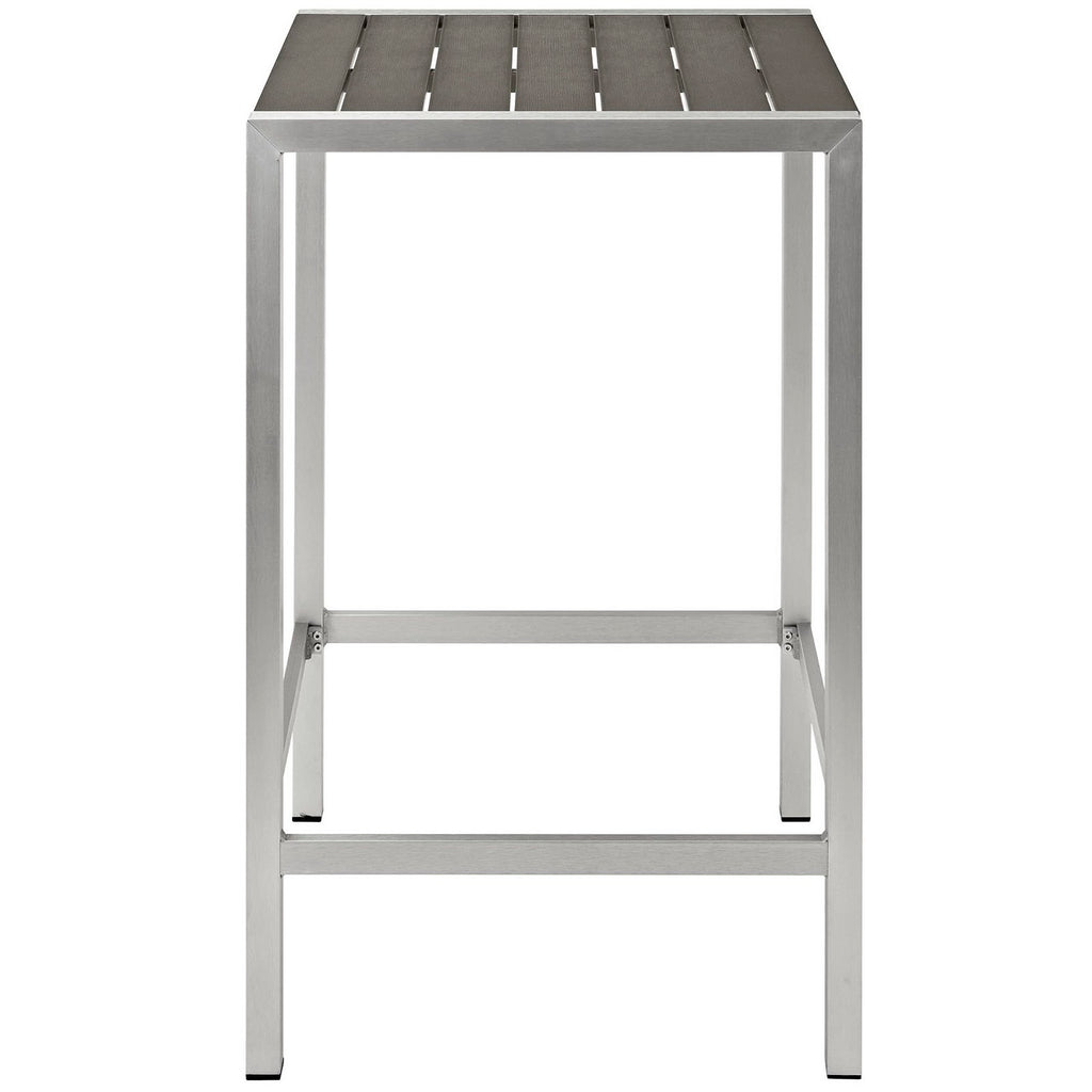 Shore Outdoor Patio Aluminum Bar Table - Silver Gray