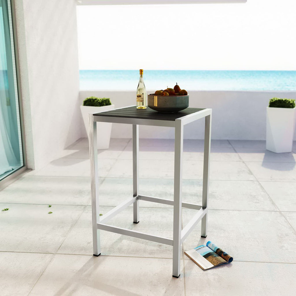 Shore Outdoor Patio Aluminum Bar Table - Silver Gray