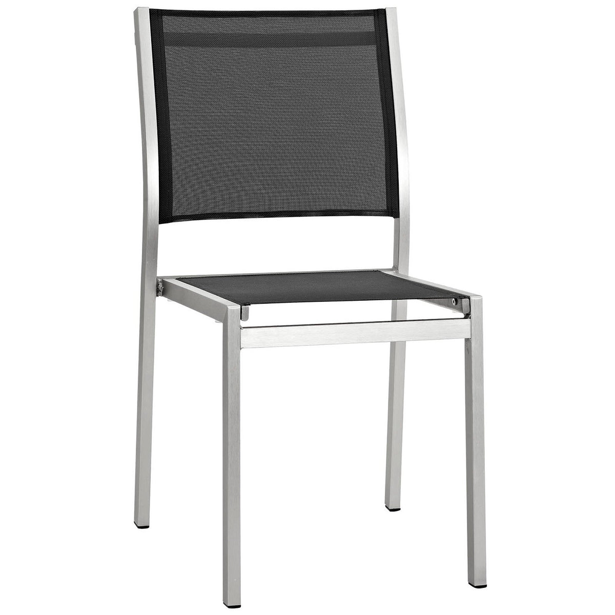 Shore Outdoor Patio Aluminum Side Chair - Silver Black