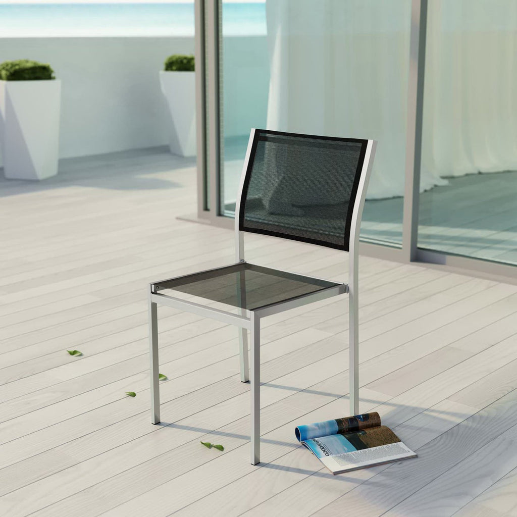 Shore Outdoor Patio Aluminum Side Chair - Silver Black