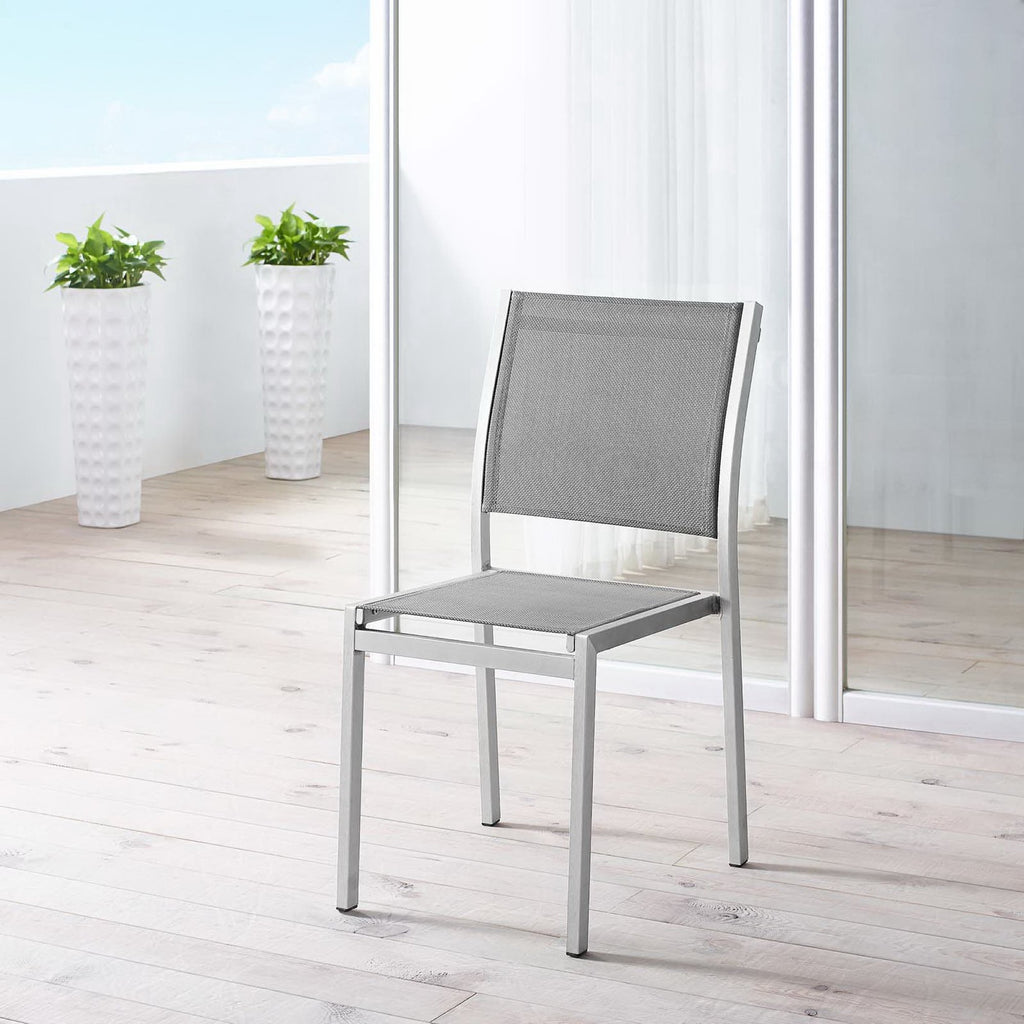 Shore Outdoor Patio Aluminum Side Chair - Silver Gray
