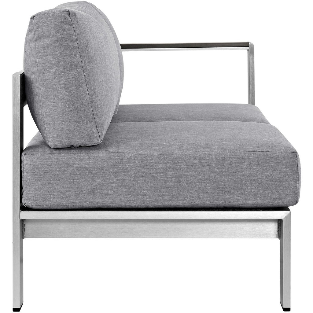Shore Right-Arm Corner Sectional Outdoor Patio Aluminum Loveseat - Silver Gray