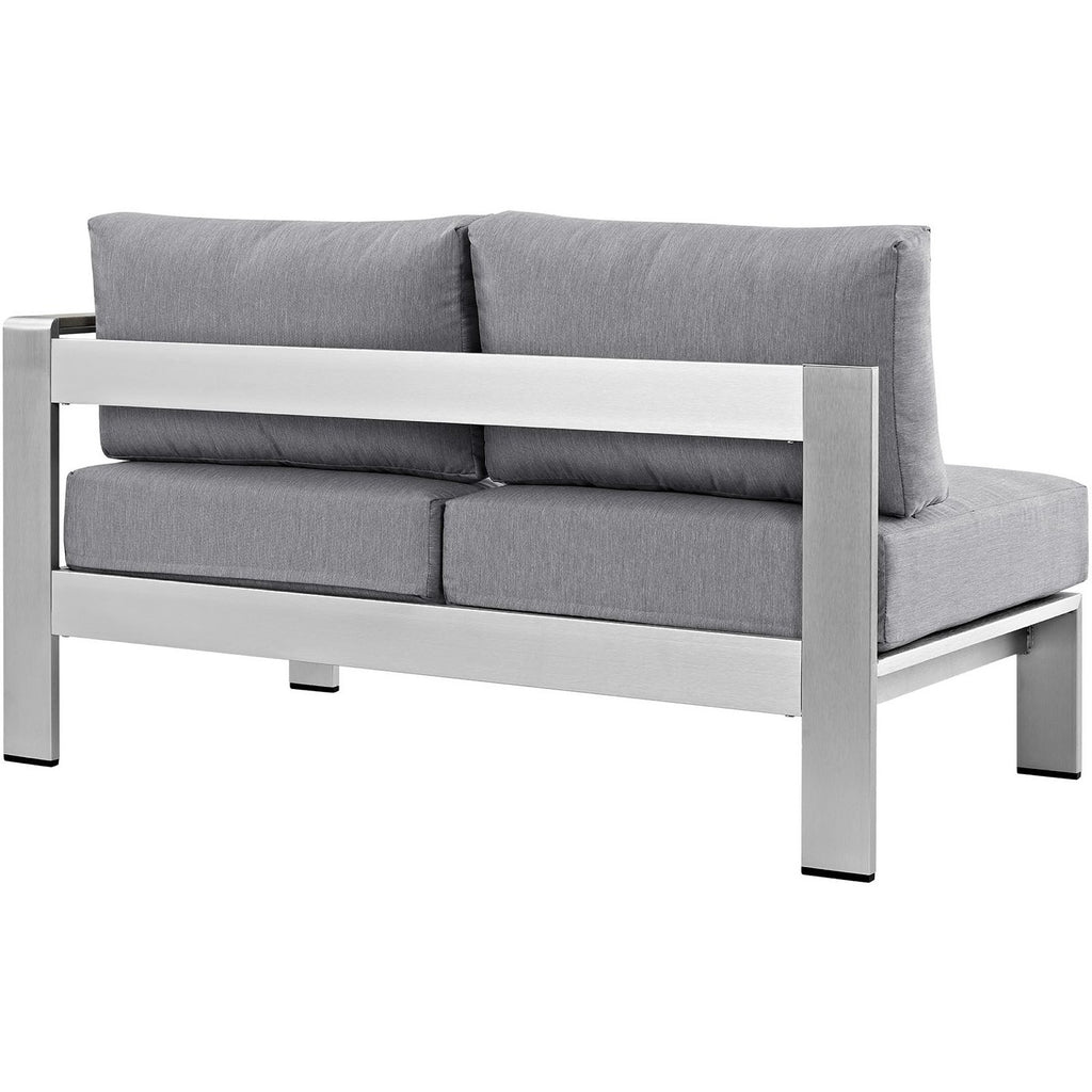 Shore Right-Arm Corner Sectional Outdoor Patio Aluminum Loveseat - Silver Gray