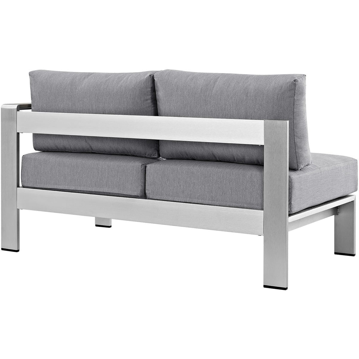 Shore Right-Arm Corner Sectional Outdoor Patio Aluminum Loveseat - Silver Gray