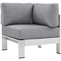 Shore Outdoor Patio Aluminum Corner Sofa - Silver Gray