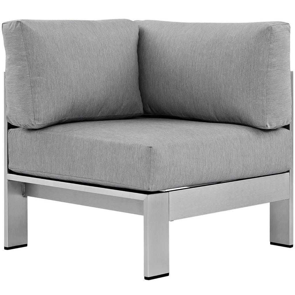 Shore Outdoor Patio Aluminum Corner Sofa - Silver Gray