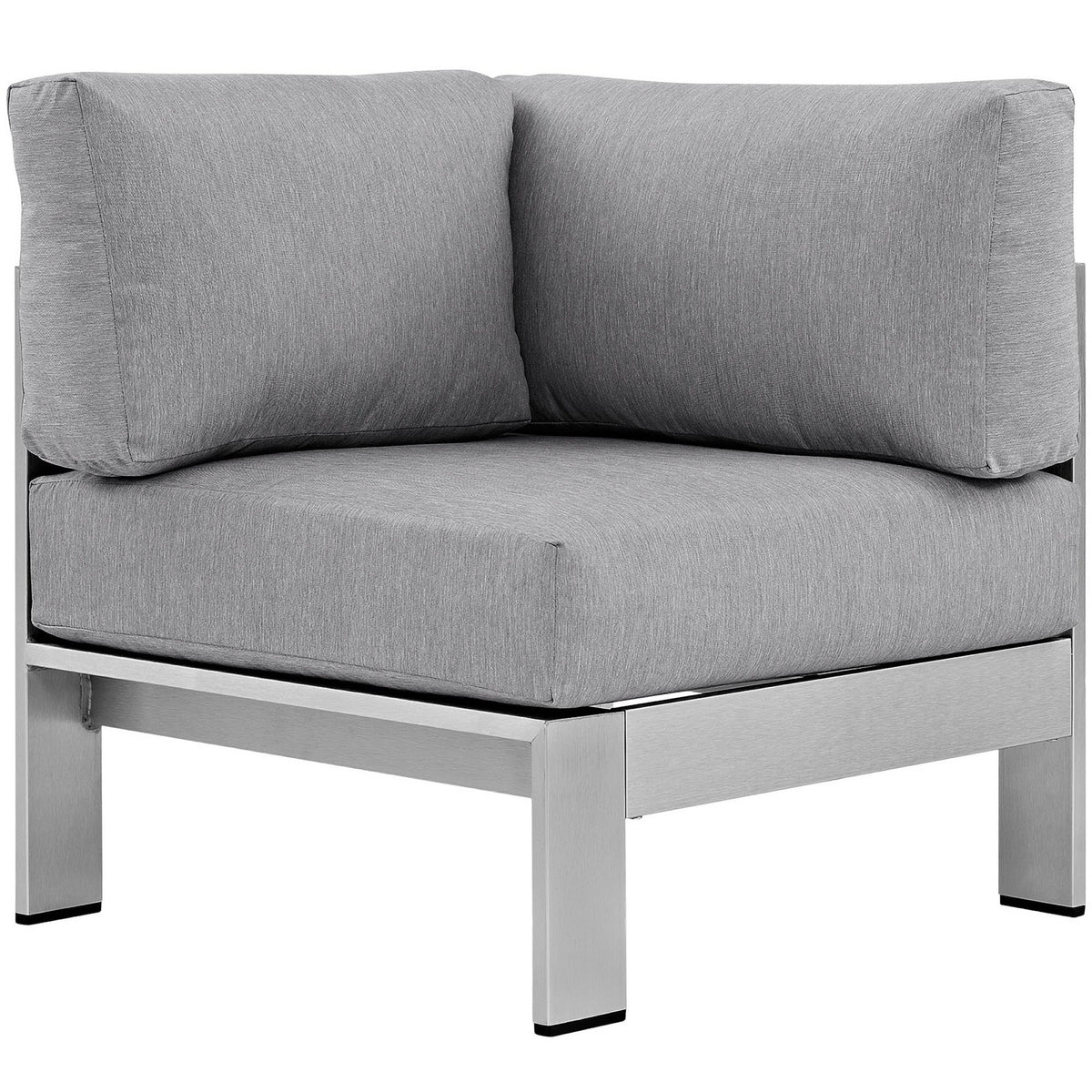 Shore Outdoor Patio Aluminum Corner Sofa - Silver Gray