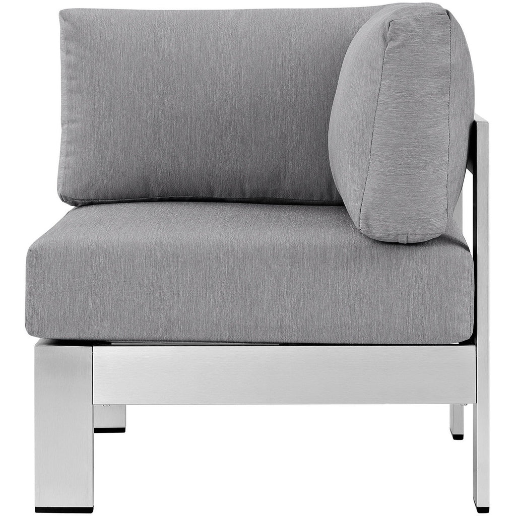 Shore Outdoor Patio Aluminum Corner Sofa - Silver Gray