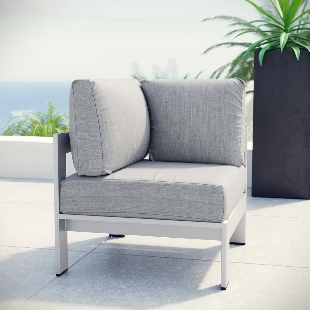 Shore Outdoor Patio Aluminum Corner Sofa - Silver Gray